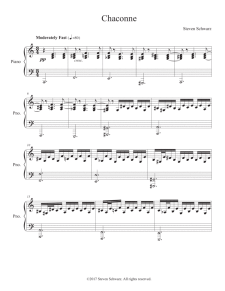 Chaconne For Piano 2017 Sheet Music