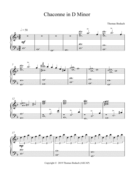 Chaconne In D Minor Sheet Music