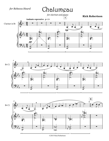 Chalumeau For Clarinet Or Alto Saxophone And Piano Sheet Music