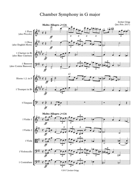 Chamber Symphony In G Major Score And Parts Sheet Music