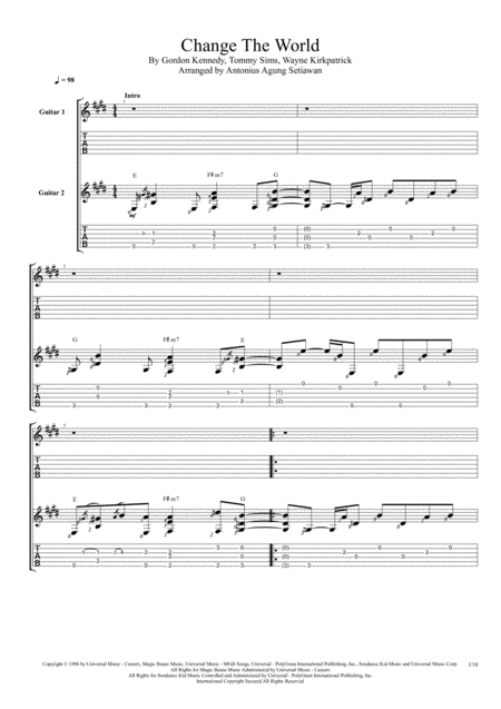 Change The World Fingerstyle Guitar Duet Sheet Music