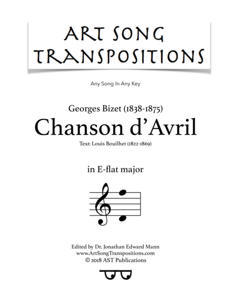 Free Sheet Music Chanson D Avril E Flat Major