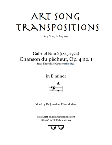 Free Sheet Music Chanson Du Pcheur Op 4 No 1 E Minor Bass Clef