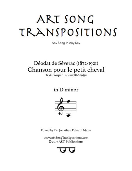 Chanson Pour Le Petit Cheval D Minor Sheet Music