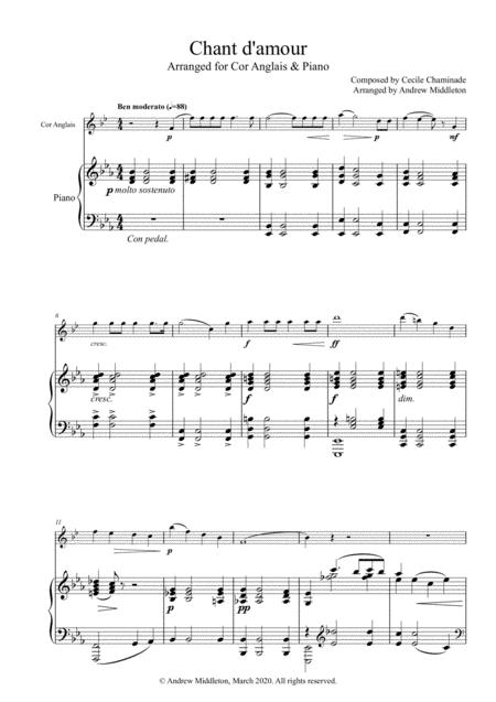 Chant D Amour Arranged For Cor Anglais And Piano Sheet Music