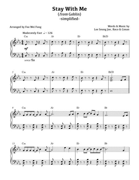 Chanyeol Punch Stay With Me Simplified Sheet Music