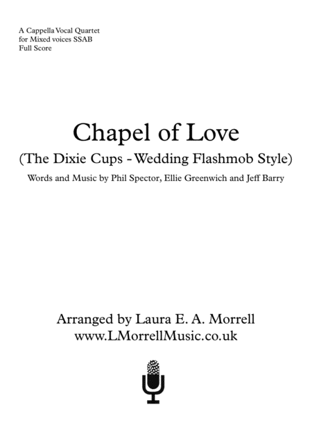 Free Sheet Music Chapel Of Love 4 Part Mixed A Cappella Quartet Ssab Wedding Fashmob