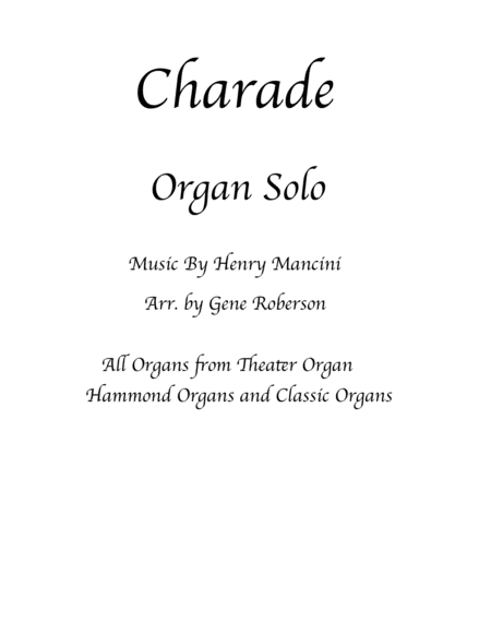 Charade For Organ Solo Sheet Music