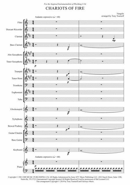 Free Sheet Music Chariots Of Fire Mixed Ensemble