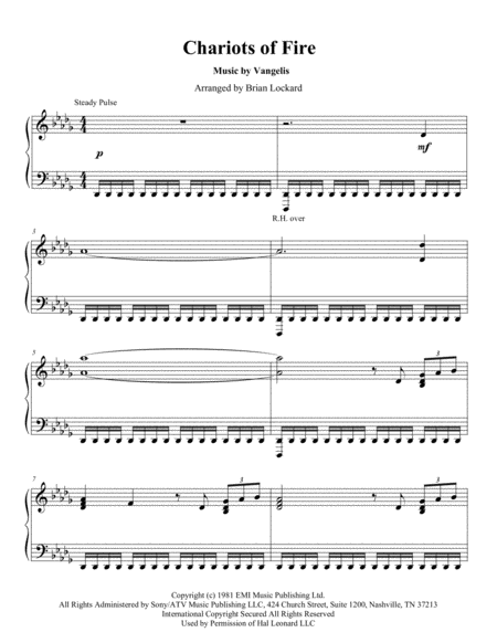 Chariots Of Fire Piano Solo Sheet Music