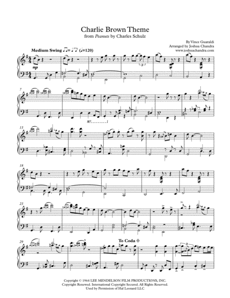 Free Sheet Music Charlie Brown Theme From Peanuts