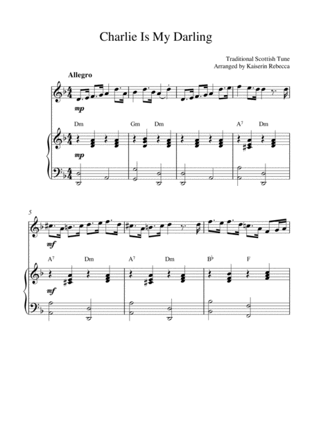 Free Sheet Music Charlie Is My Darling Harmonica Solo And Piano Accompaniment