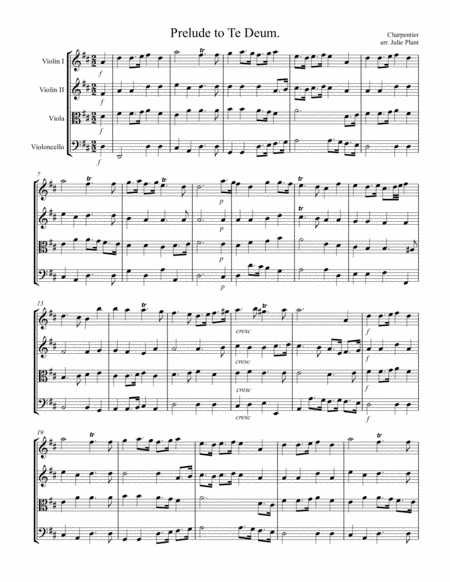 Charpentier Prelude To Te Deum For String Quartet Score And Parts Sheet Music