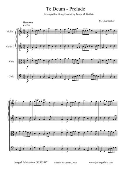 Free Sheet Music Charpentier Te Deum Prelude For String Quartet