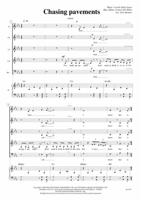 Chasing Pavements Ssaabar Piano Sheet Music