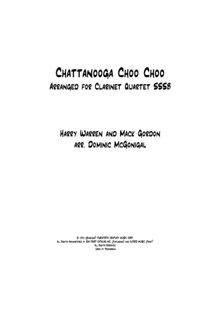 Free Sheet Music Chattanooga Choo Choo Clarinet Quartet Sssb