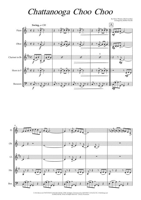 Free Sheet Music Chattanooga Choo Choo For Wind Quintet