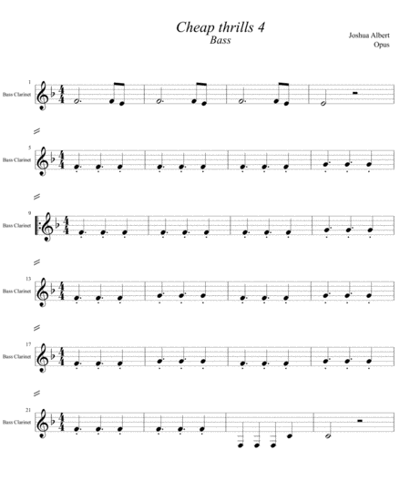 Cheap Thrills Clarinet Quartet Sheet Music