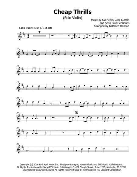 Free Sheet Music Cheap Thrills For Solo Violin