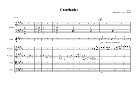 Cheerleader String Quartet Guitar Piano Sheet Music