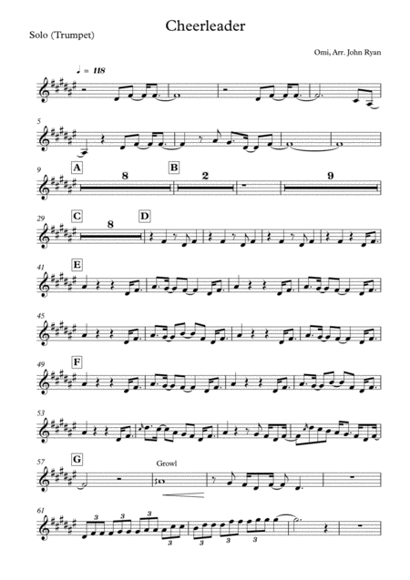 Cheerleader Wedding Band Arrangement Horns Rhythm Sheet Music