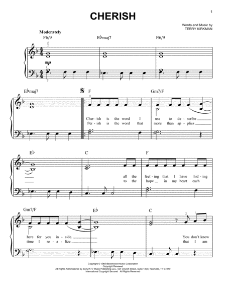 Free Sheet Music Cherish