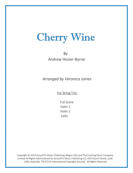 Cherry Wine For String Trio Sheet Music