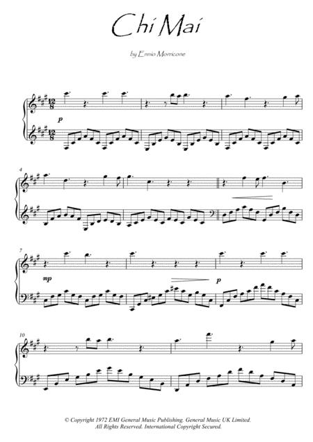 Chi Mai By Morricone Piano Solo Sheet Music
