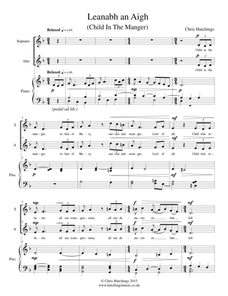 Child In The Manger Sa Choir And Piano Sheet Music