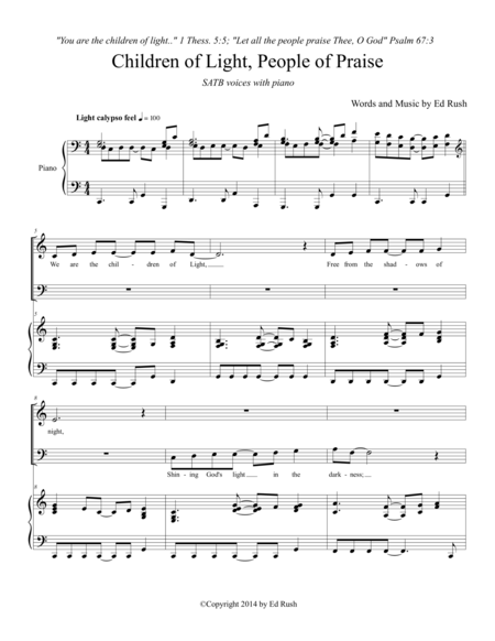 Children Of Light People Of Praise Sheet Music