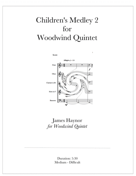 Childrens Medley 2 For Woodwind Quintet Sheet Music