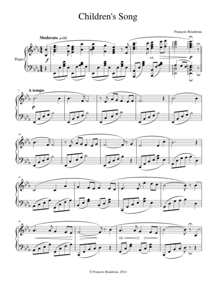 Free Sheet Music Childrens Song