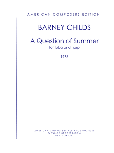 Childs A Question Of Summer Sheet Music