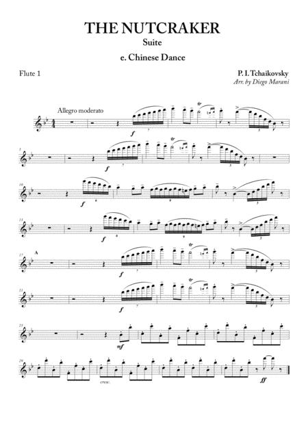 Chinese Dance From Nutcracker Suite For Flute Quartet Sheet Music