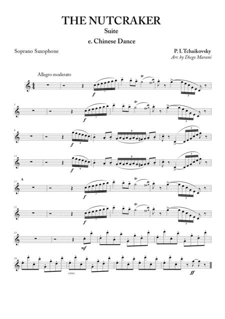 Chinese Dance From Nutcracker Suite For Saxophone Quartet Sheet Music