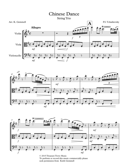 Free Sheet Music Chinese Dance Nutcracker Suite String Trio