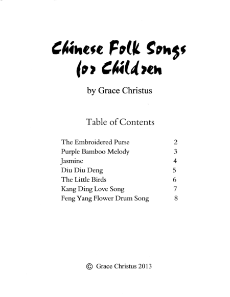 Free Sheet Music Chinese Folk Songs For Children