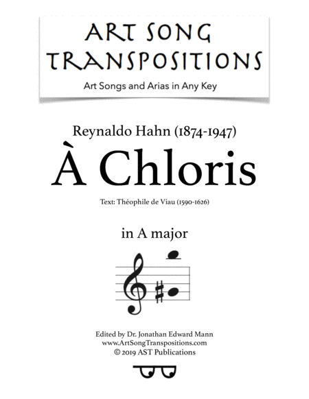 Chloris A Major Sheet Music