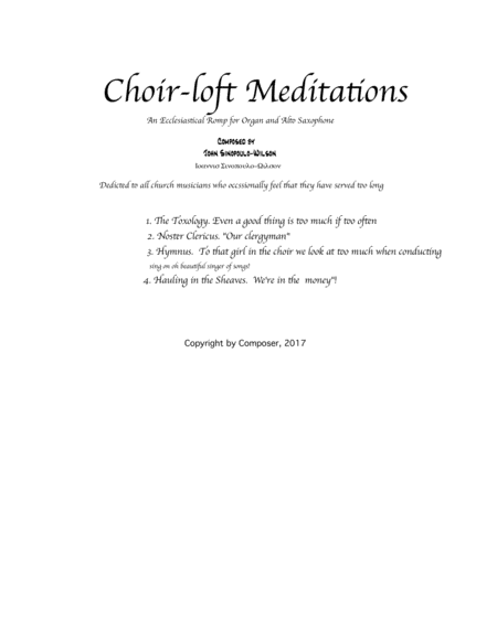 Choir Loft Meditations A Romp For Organ And Alto Sax Title Page Sheet Music