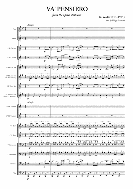 Free Sheet Music Choir Of The Jewish Slaves For Concert Band