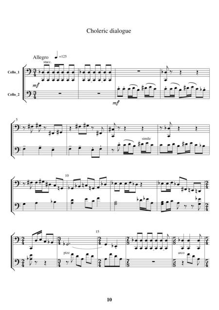 Choleric Fourth Part Of Dialogues For Cello Duo Sheet Music