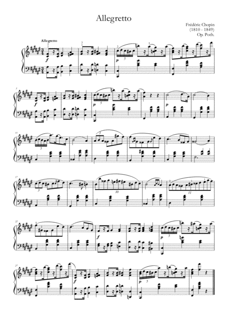 Chopin Allegretto In F Sharp Major Op Posth Sheet Music