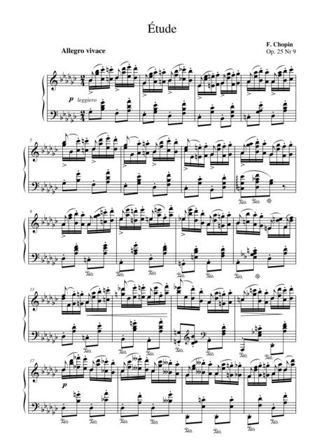 Chopin Etude G Flat Major Op 25 No9 Sheet Music