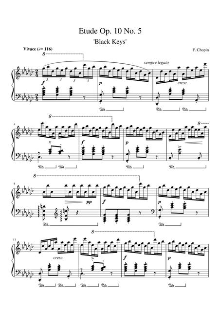 Chopin Etude Op 10 No 5 In Gb Major Black Keys Sheet Music