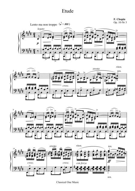 Free Sheet Music Chopin Etude Op 10 No3