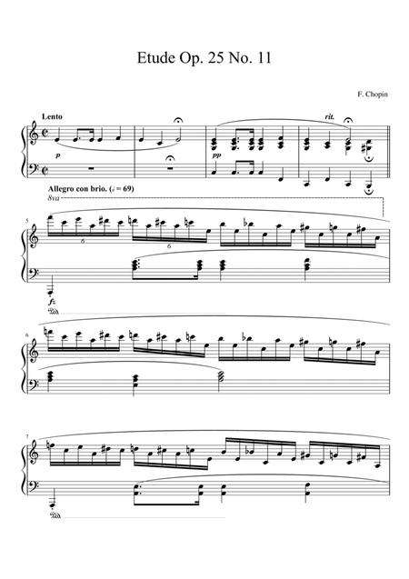 Chopin Etude Op 25 No 11 In A Minor Winter Wind Sheet Music