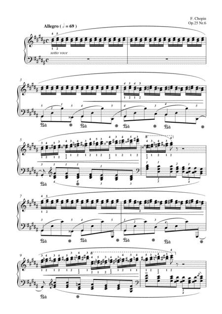 Free Sheet Music Chopin Etude Op 25 No 6