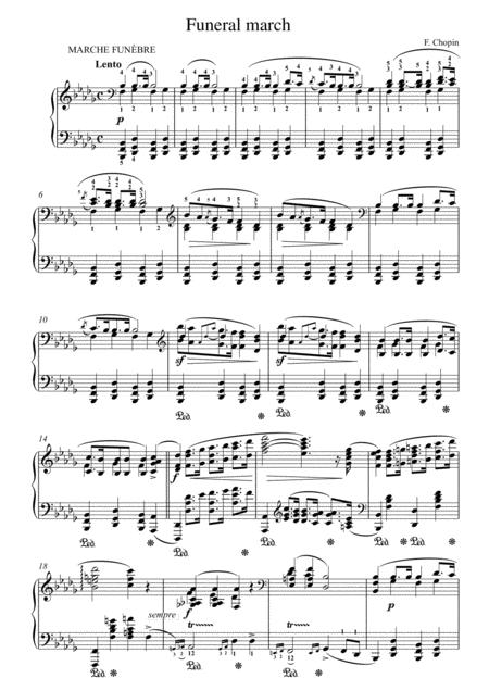 Chopin Funeral March With Fingering Sheet Music