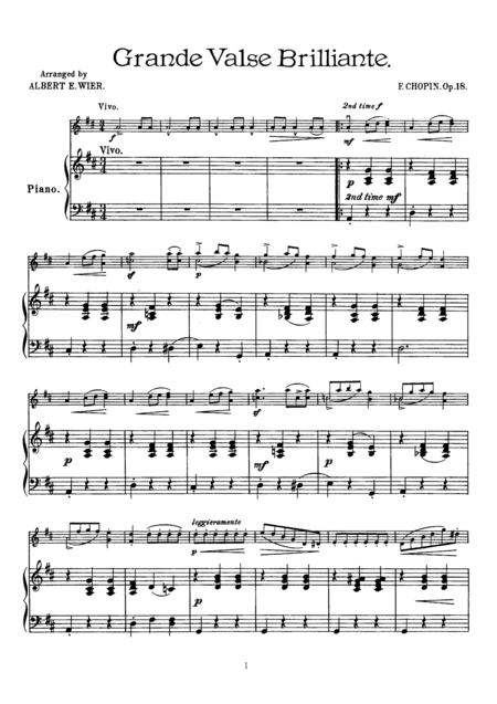 Free Sheet Music Chopin Grande Valse Brillante For Violin Piano Vn007