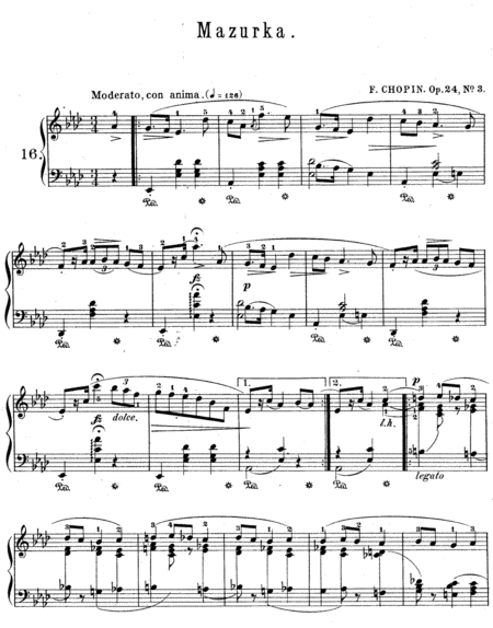 Free Sheet Music Chopin Mazurka Ab Major Op 24 No 3